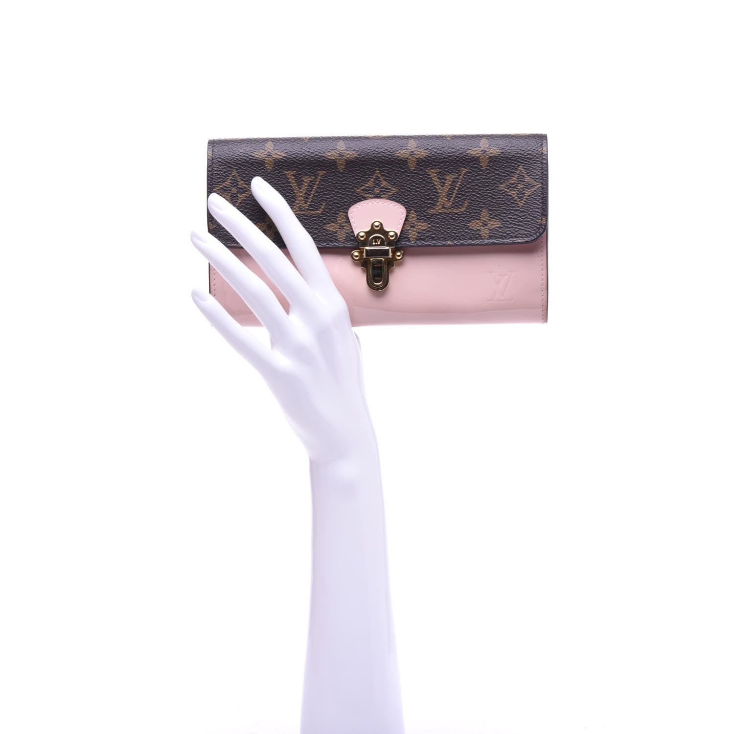 Louis Vuitton Patent Calfskin Monogram Cherrywood Wallet Rose Ballerine 2 of 9