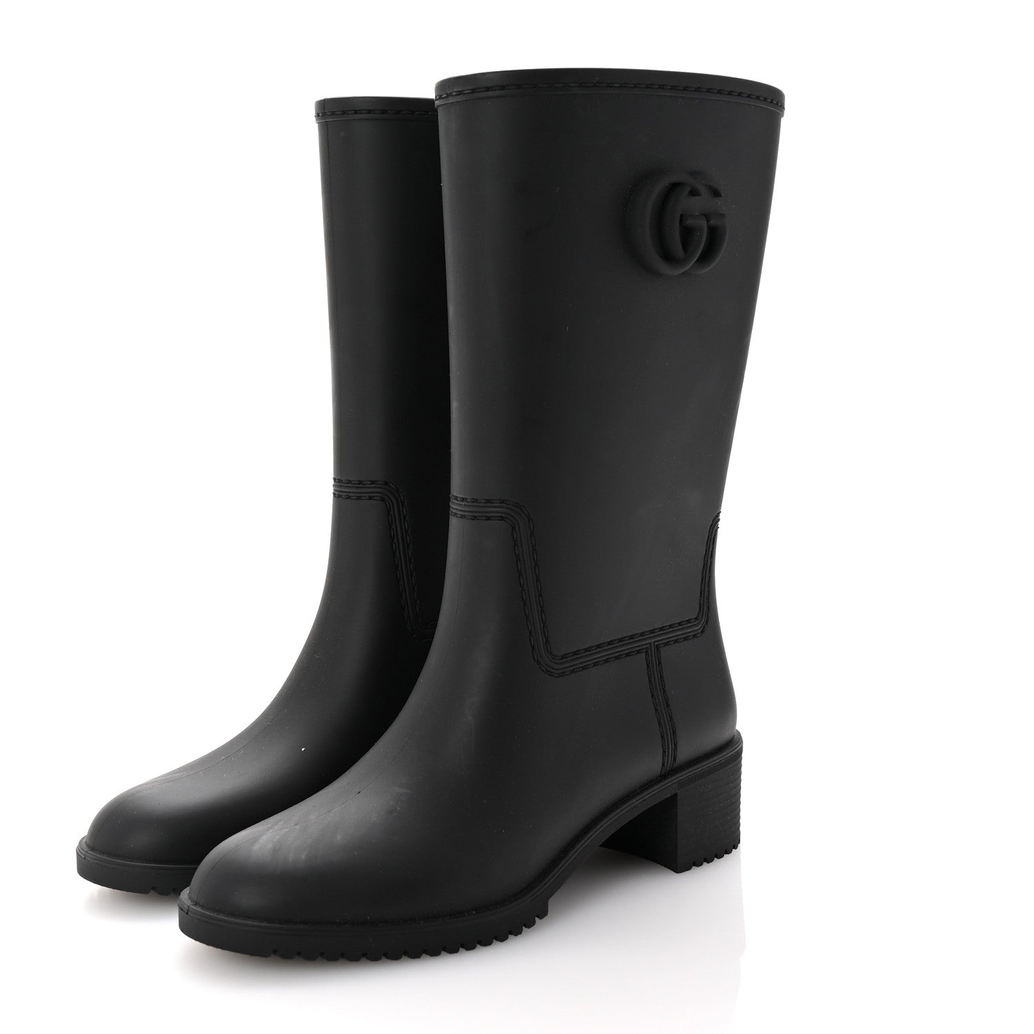 Gucci Rubber Double G Womens Rain Boots 36 Black 4 of 10