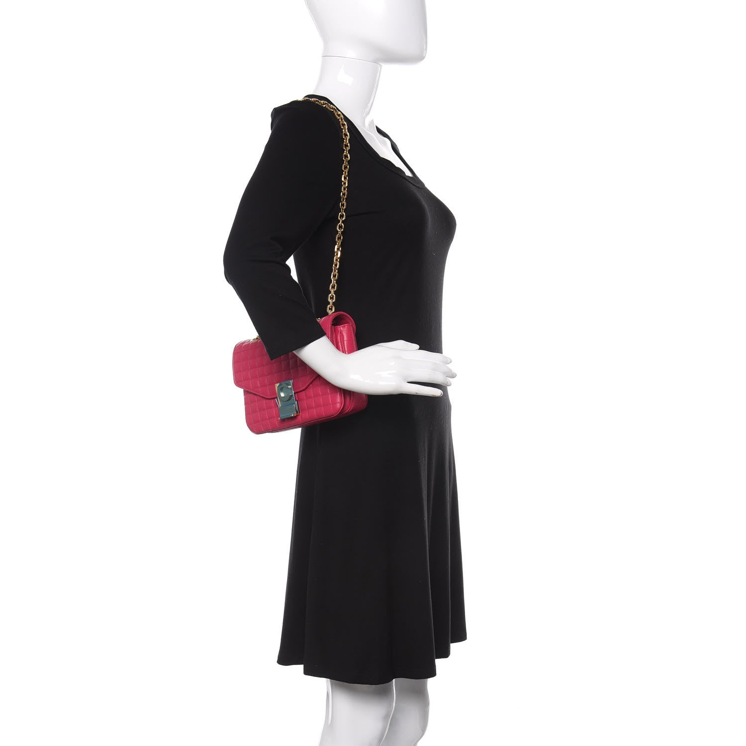 Celine Calfskin Quilted Medium C Bag Pink 2 of 10