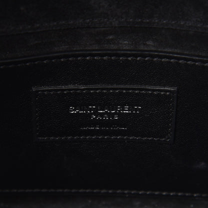 Saint Laurent Calfskin Crocodile Embossed Small Classic Monogram Kate Tassel Satchel Black 7 of 8
