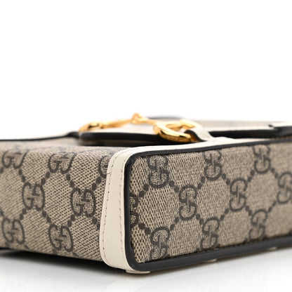 Gucci GG Supreme Monogram Azalea Calfskin Mini Horsebit 1955 Crossbody Bag Beige Ebony Mystic White 10 of 10