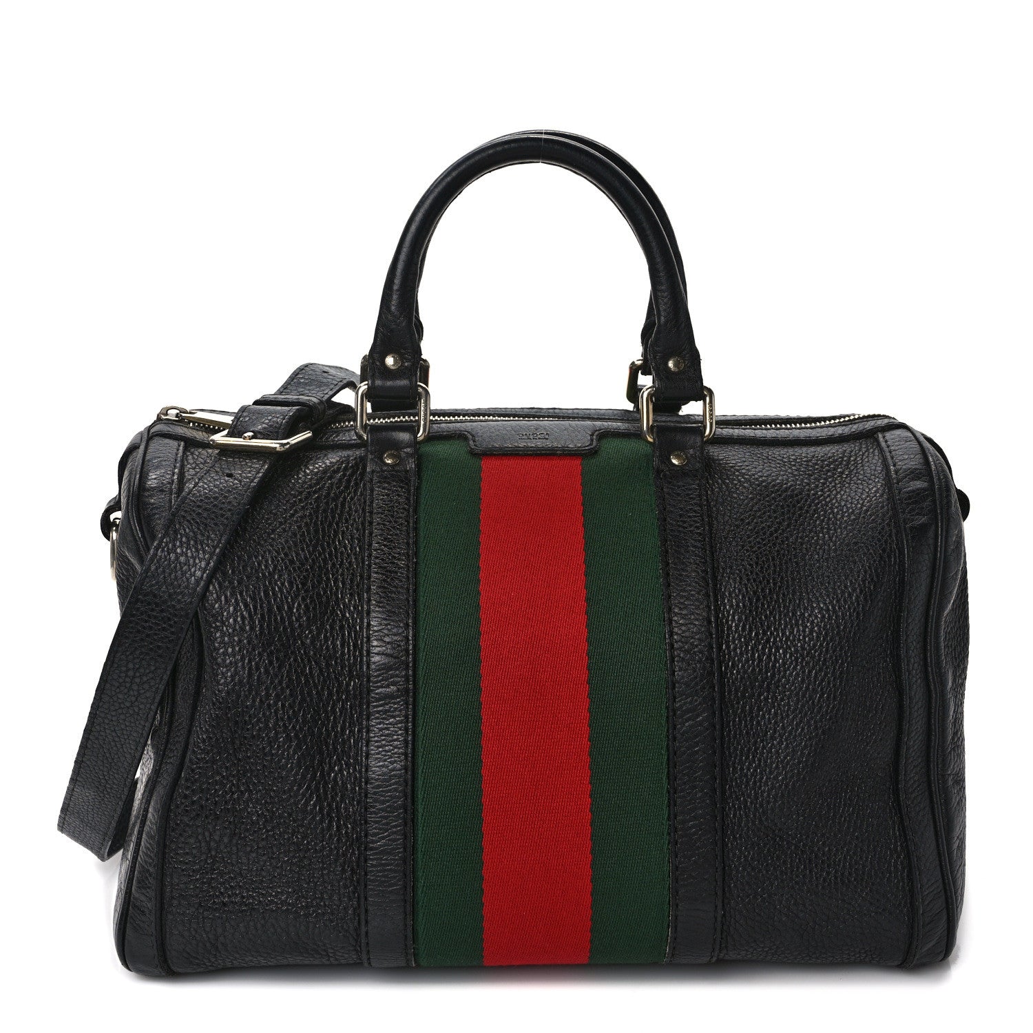 Gucci Calfskin Vintage Web Medium Boston Black 1 of 17
