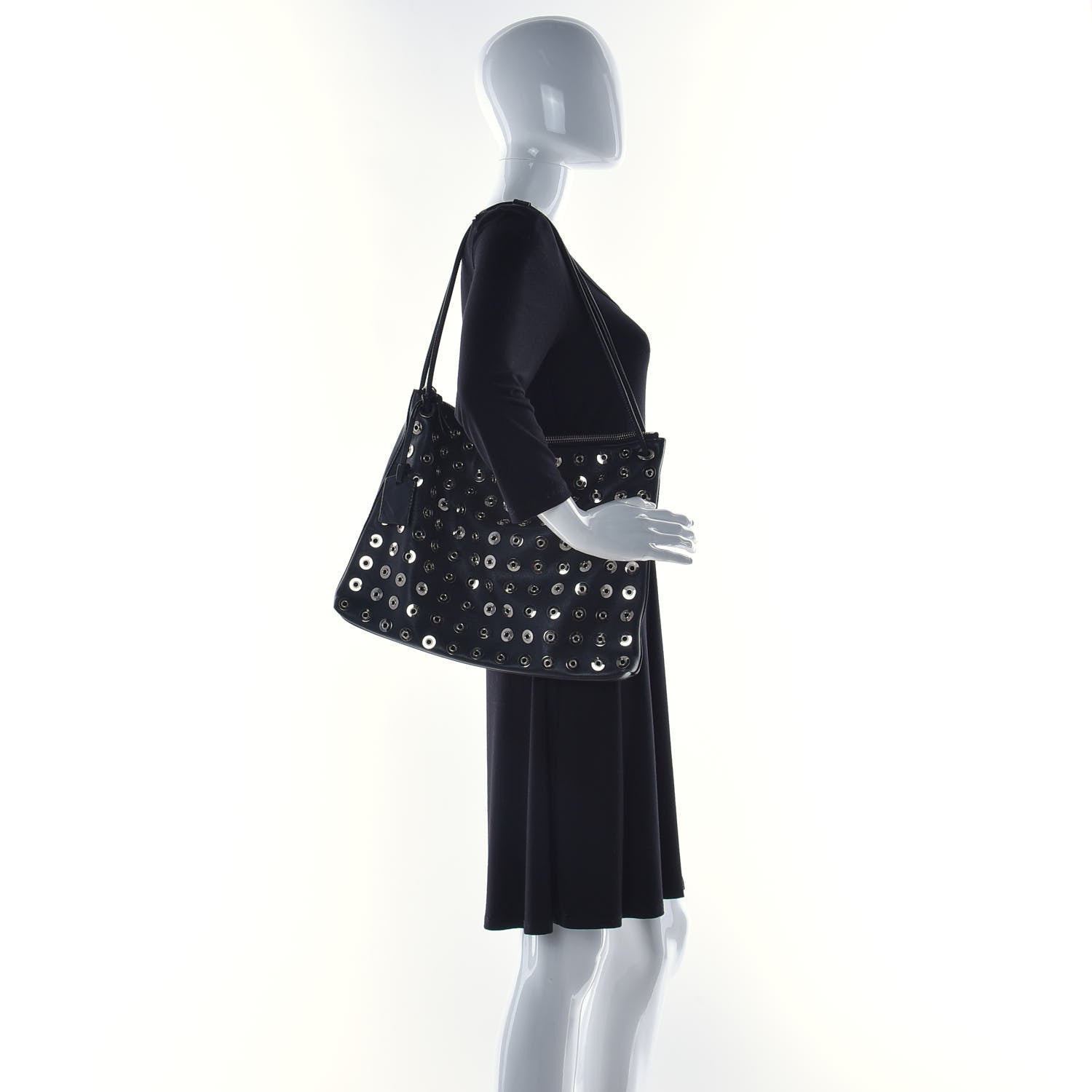 Burberry Calfskin Medium Eyelet Hobo Black 3 of 18