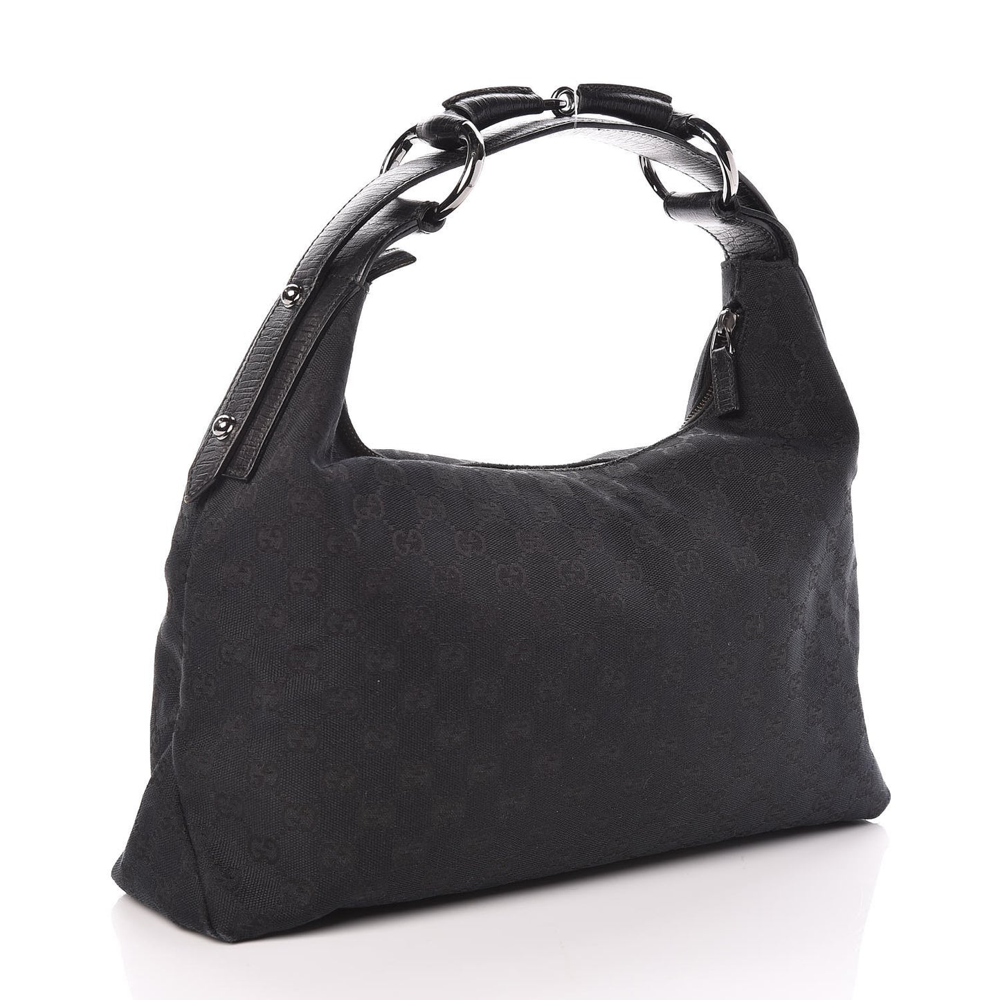 Monogram Medium Horsebit Chain Hobo Black