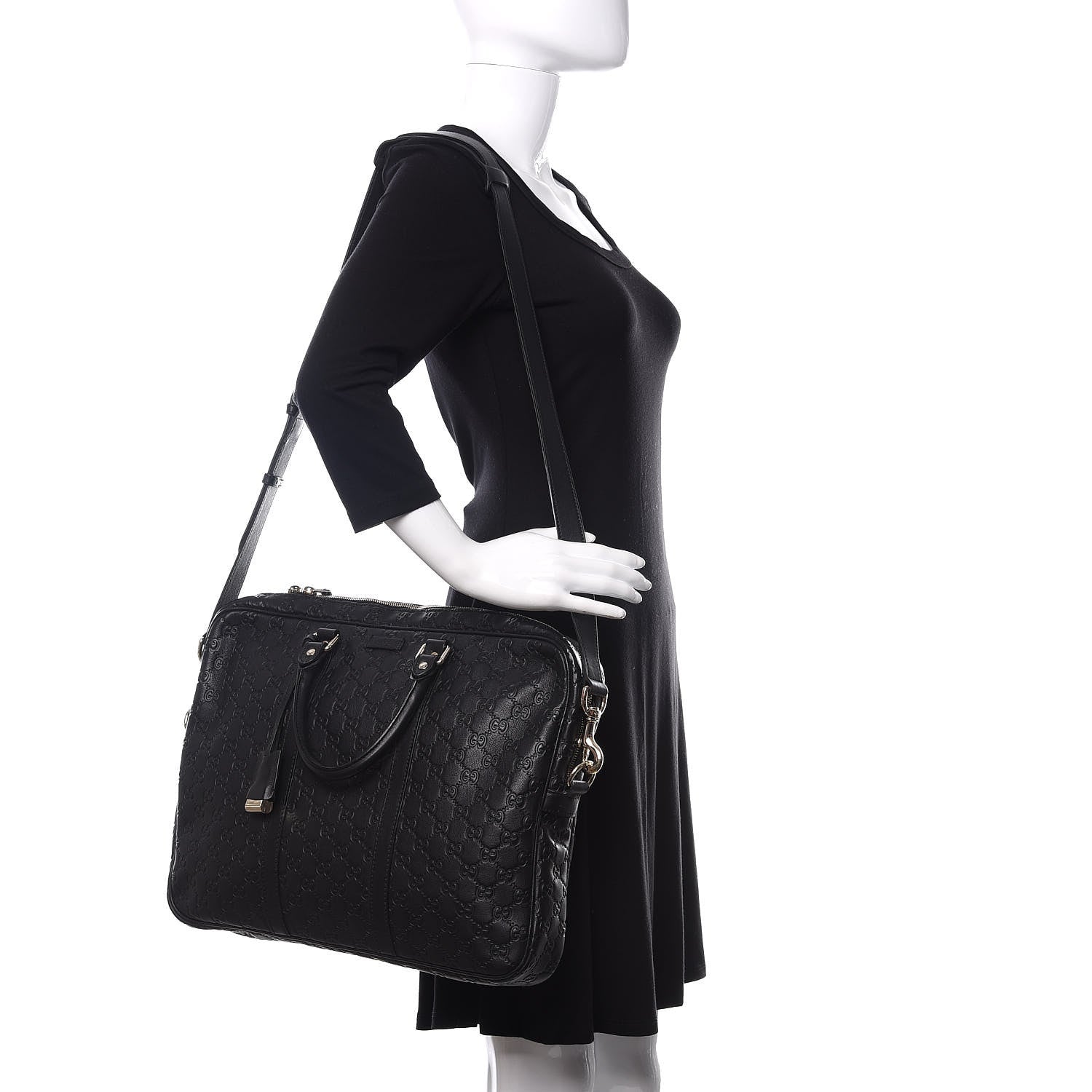 Gucci Guccissima Medium Briefcase Black 2 of 13