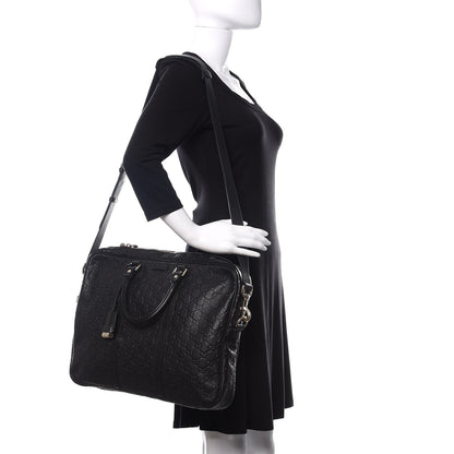 Gucci Guccissima Medium Briefcase Black 2 of 13