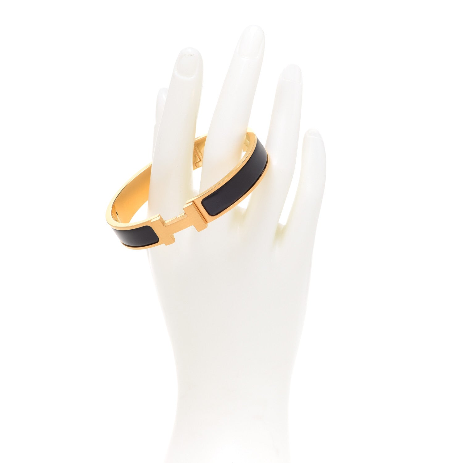 Hermes Matte Enamel Narrow Clic Clac HH Bracelet T5 Black 2 of 6
