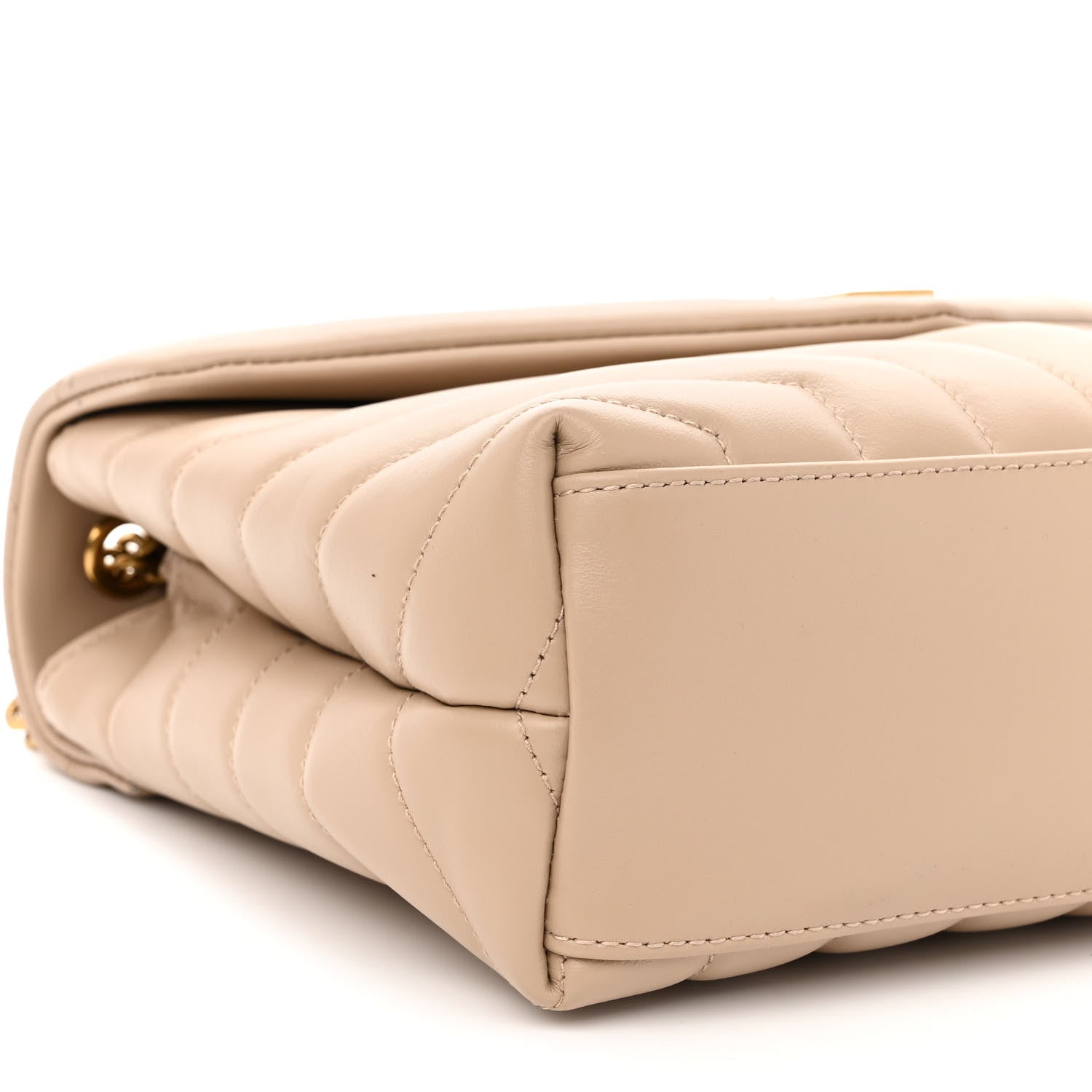 Saint Laurent Calfskin Y Quilted Monogram Small Loulou Chain Satchel Dark Beige 9 of 10
