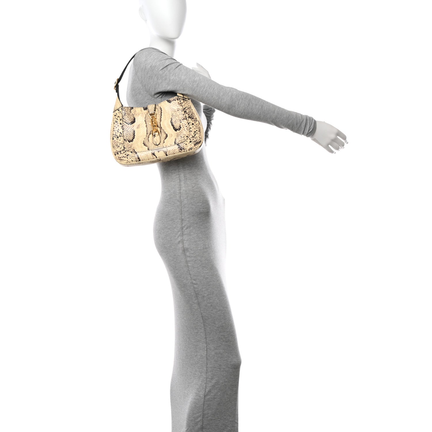 Gucci Snakeskin Calfskin Small Jackie 1961 Hobo Beige 2 of 10