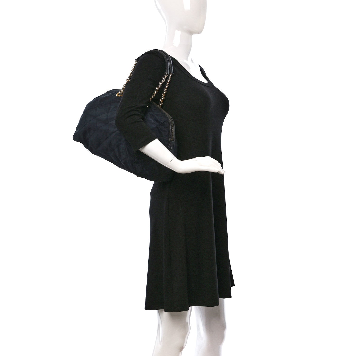 Prada Nylon Tessuto Impuntu Quilted Shoulder Bag Navy 2 of 11