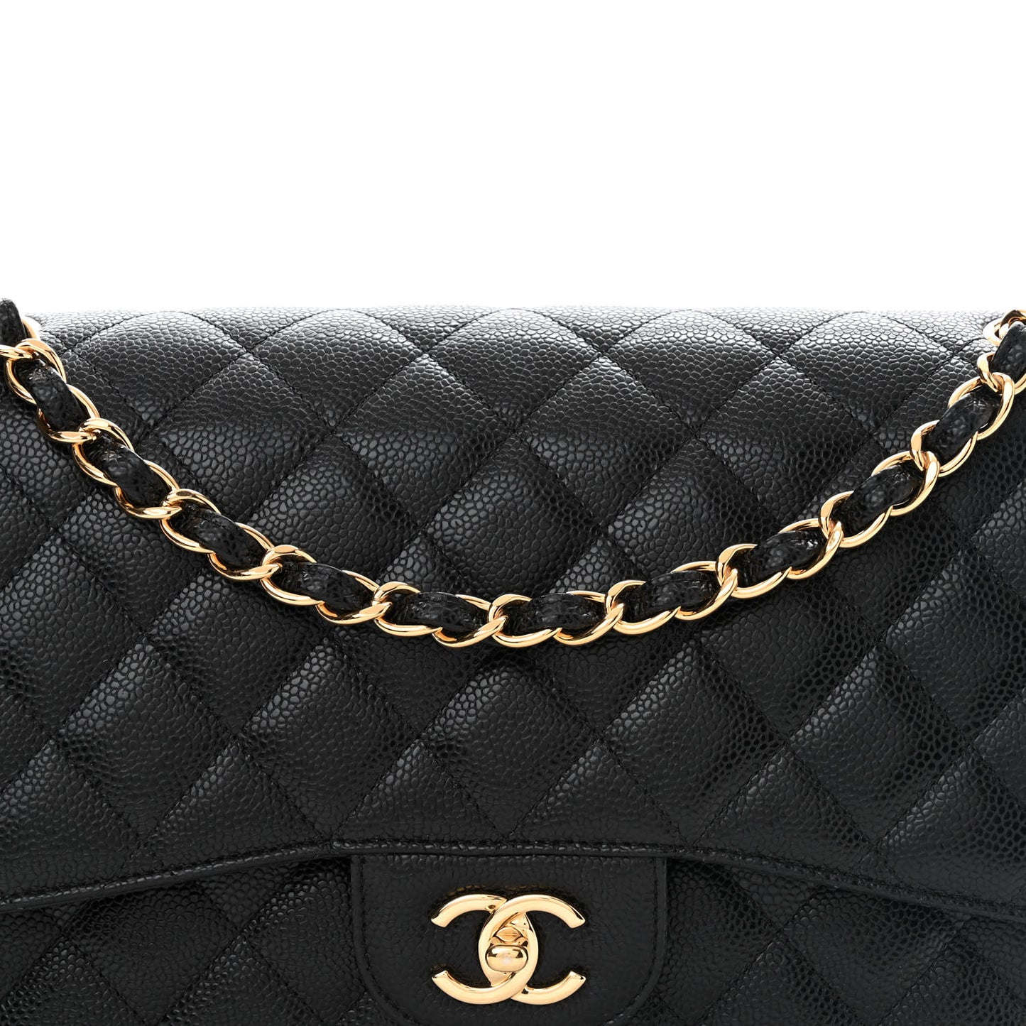 Caviar Quilted Jumbo Double Flap Black
