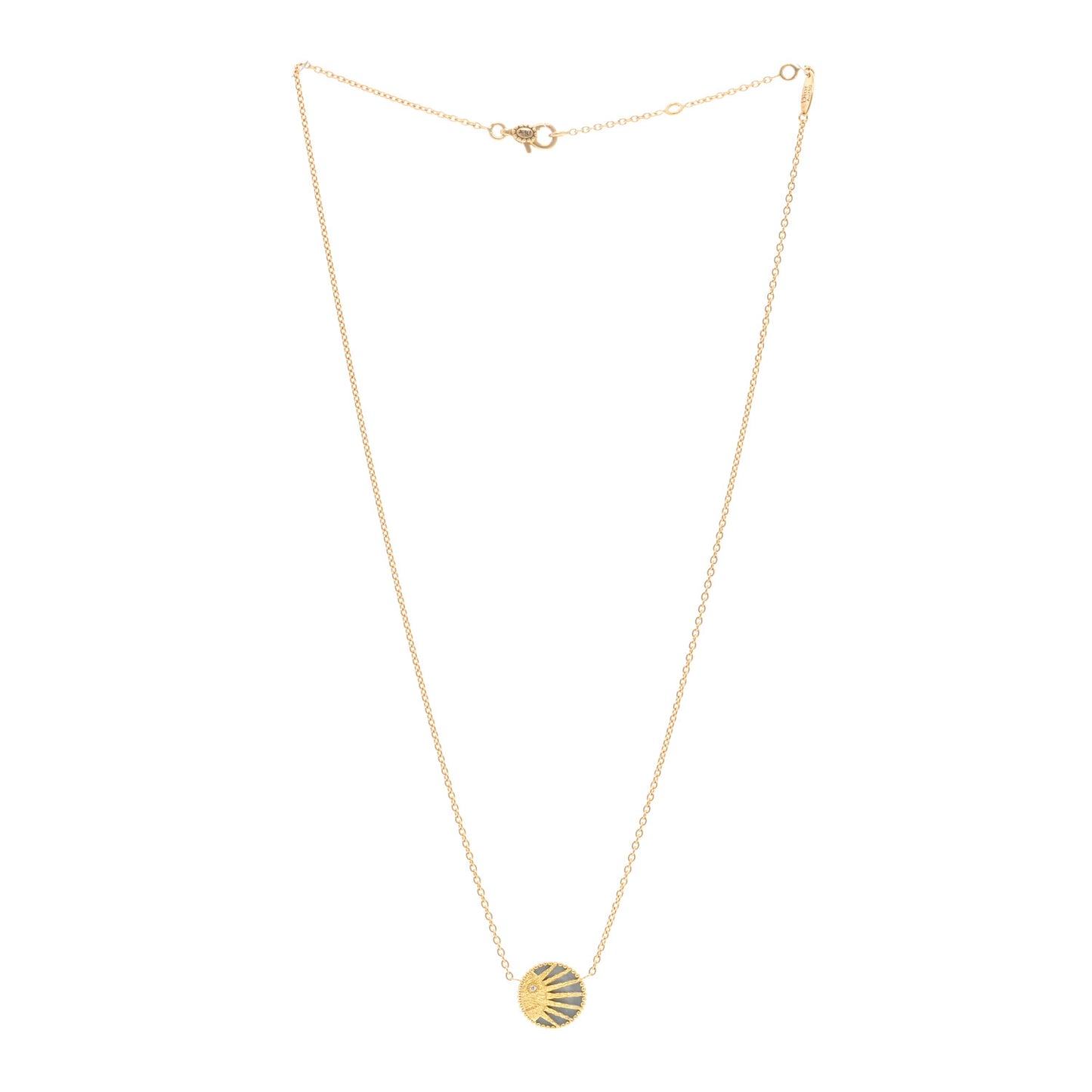 18K Yellow Gold Diamond Black Onyx Mother of Pearl Rose Celeste Pendant Necklace