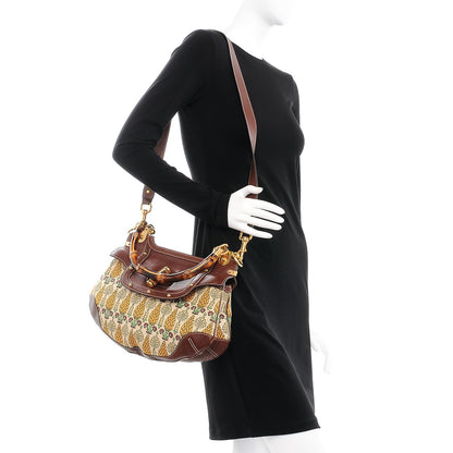 Gucci Canvas Pigna Print Peggy Bamboo Top Handle Bag Brown 2 of 11