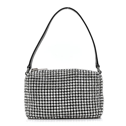 Alexander Wang Mesh Crystal Rhinestone Mini Heiress Pouch Black Silver 1 of 9
