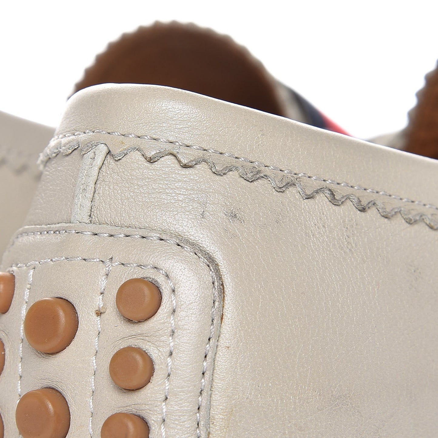 Calfskin Web Driver Loafers 38.5 Mystic White