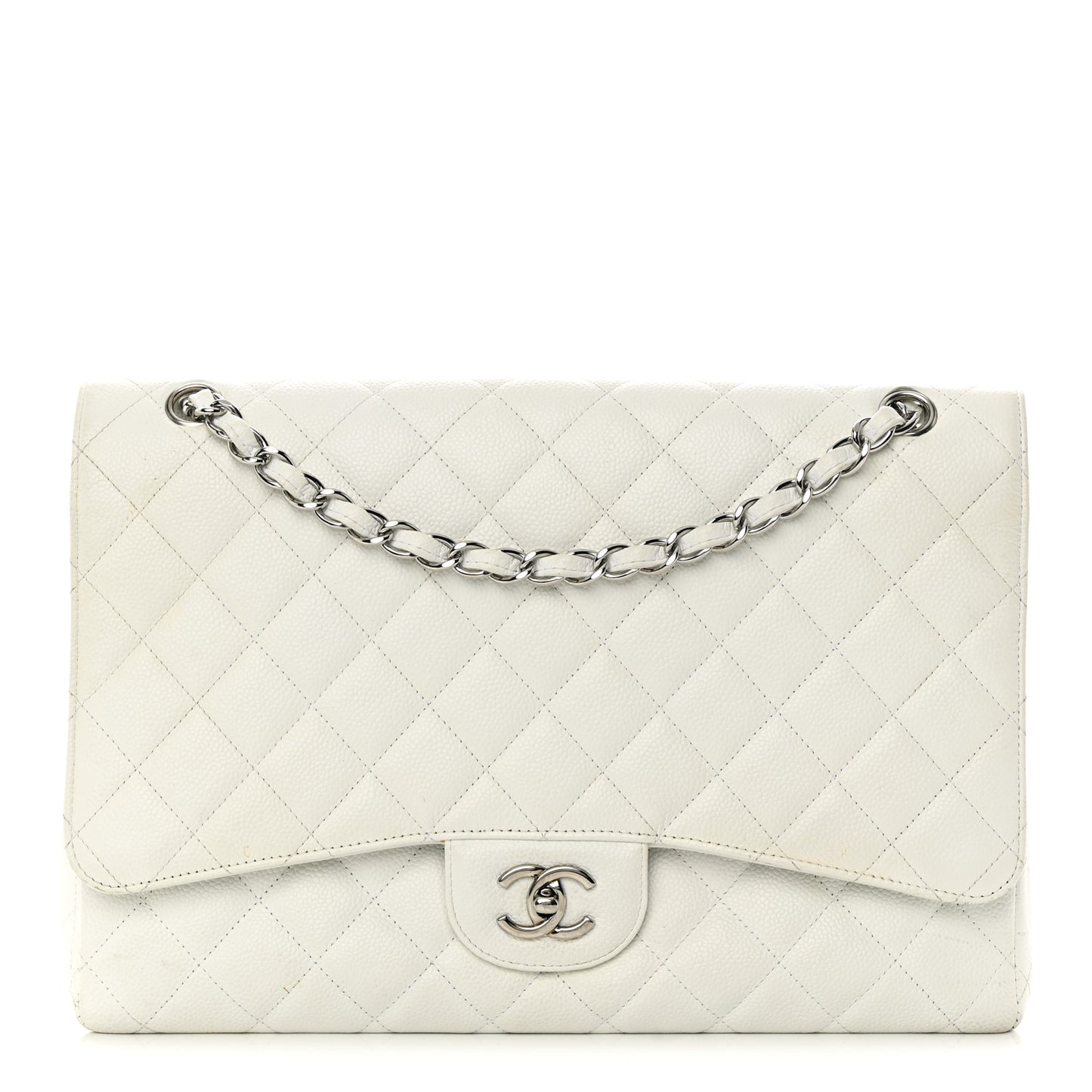 Caviar Quilted Maxi Single Flap White