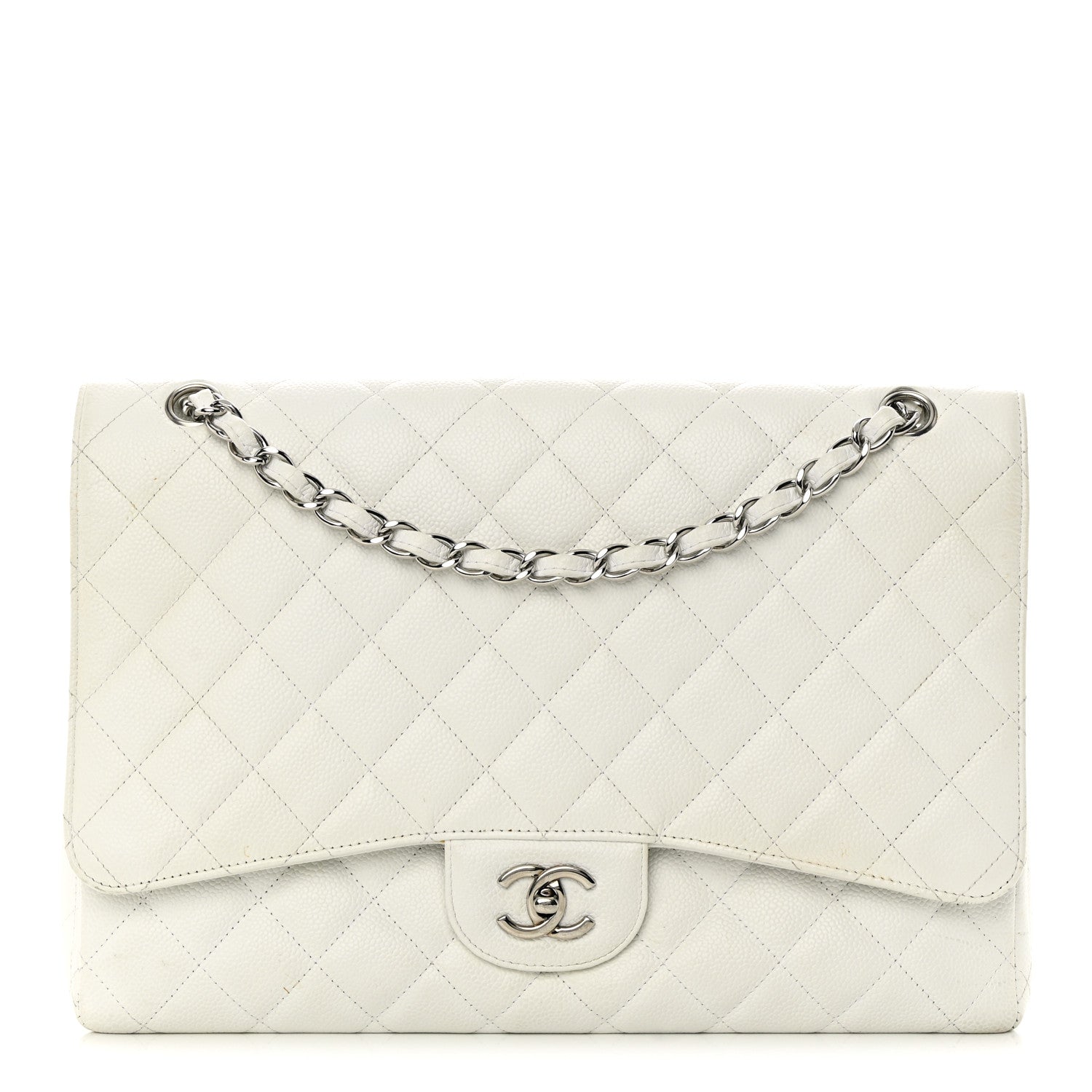 Chanel Caviar Quilted Maxi Single Flap White 1 of 18