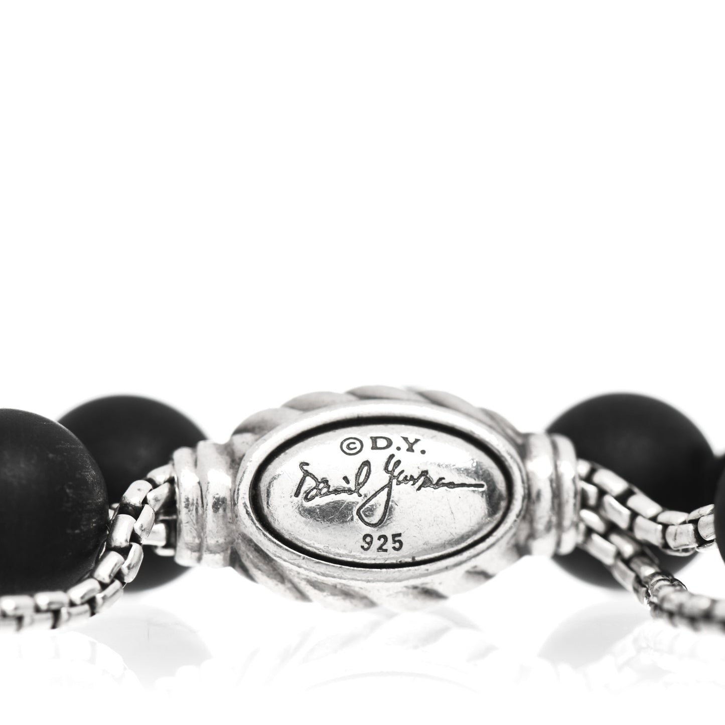 Sterling Silver Black Onyx 8mm Spiritual Beads Adjustable Bracelet