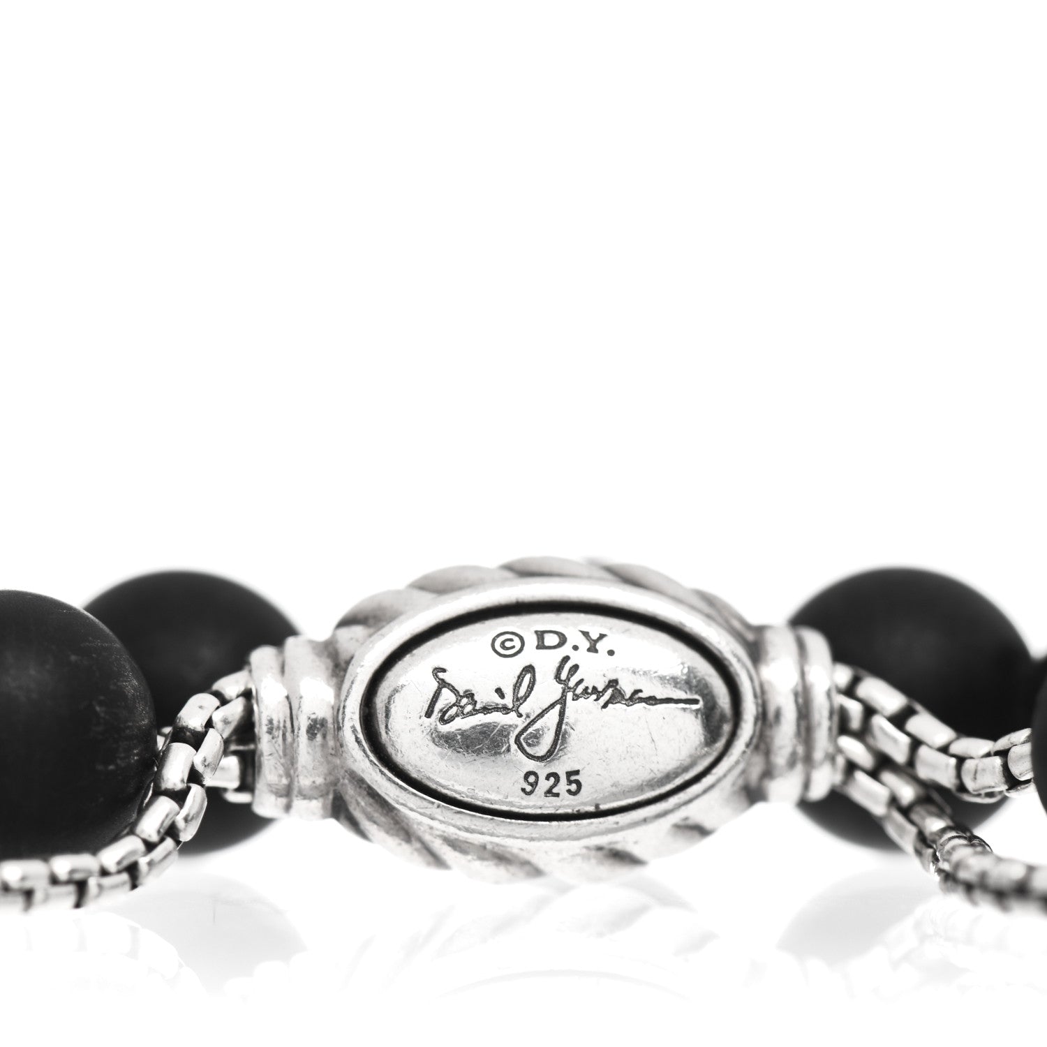 David Yurman Sterling Silver Black Onyx 8mm Spiritual Beads Adjustable Bracelet 4 of 4