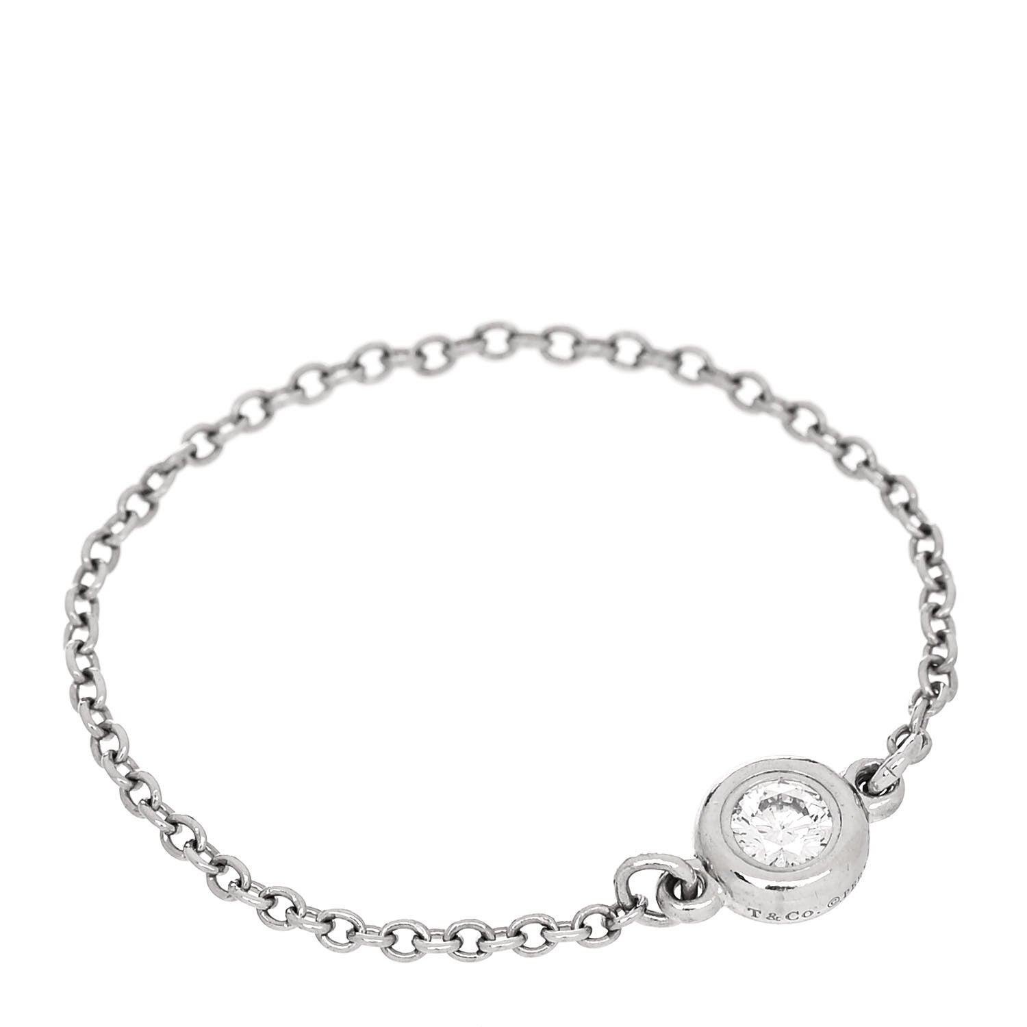 Tiffany Platinum Diamond Elsa Peretti Diamonds by the Yard Chain Ring 61 9.5 1 of 7