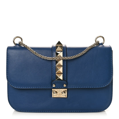 Valentino Garavani Vitello Medium Glam Lock Rockstud Flap Indigo 1 of 8