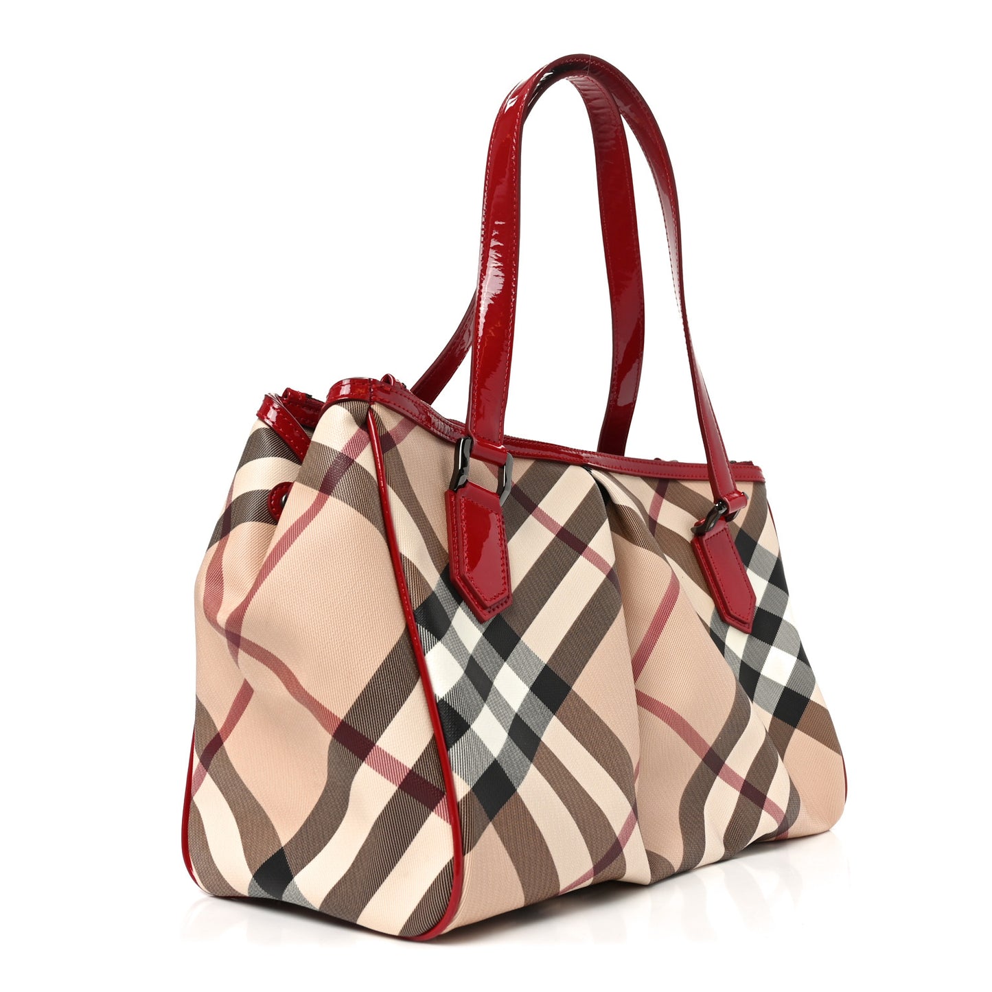 Patent Nova Check Medium Melbury Tote Red