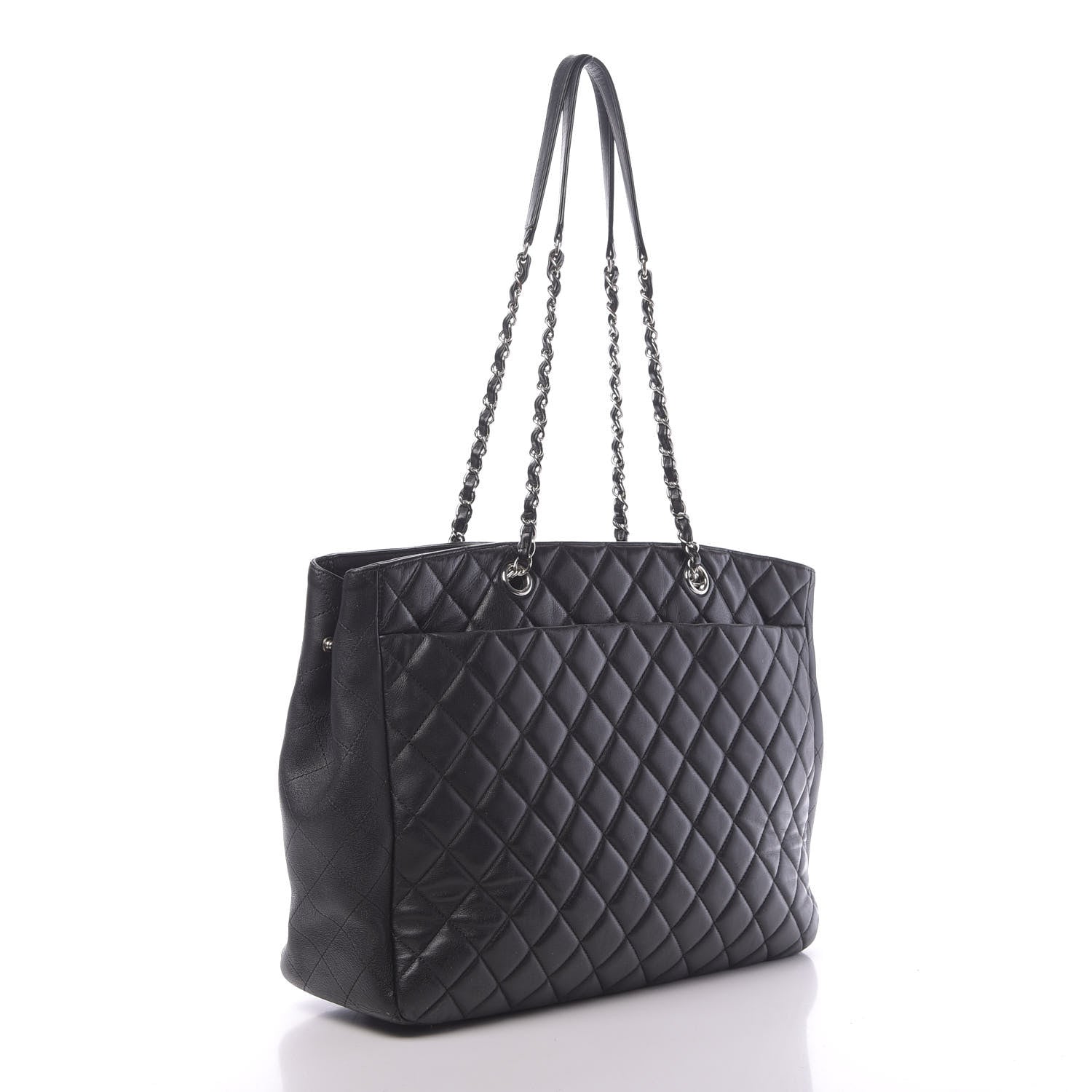 Chanel Calfskin Quilted Large CC Shopping Tote Black 4 of 16
