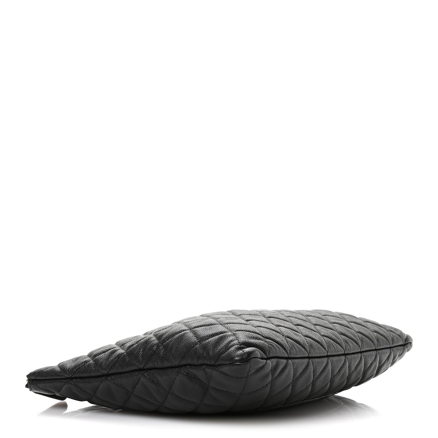 Iridescent Caviar Quilted Large Cosmetic Case Black