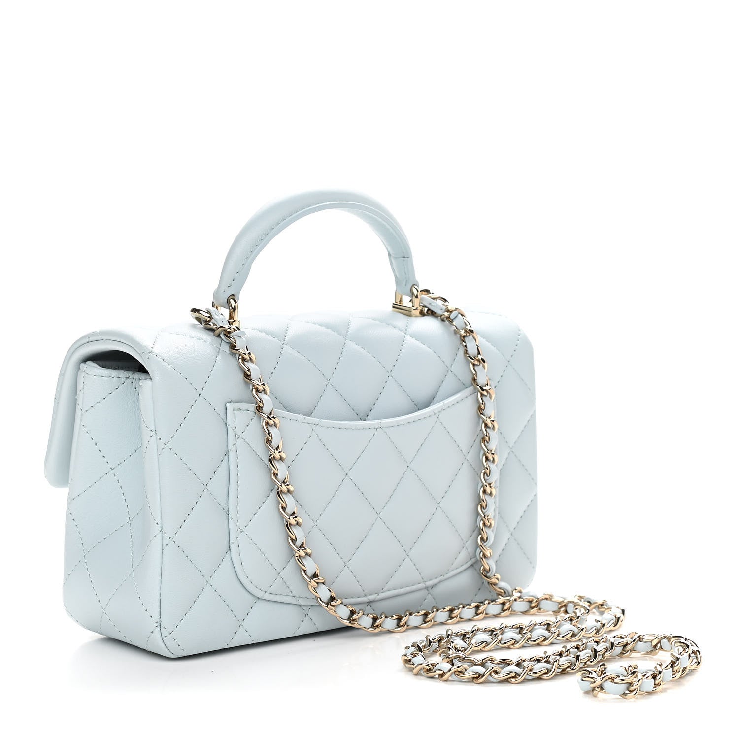 Chanel Lambskin Quilted Mini Top Handle Rectangular Flap Light Blue 4 of 10
