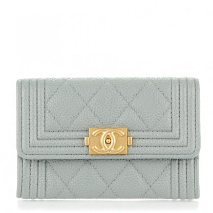 Chanel Caviar Quilted Boy Flap Card Holder Grey 1 of 8
