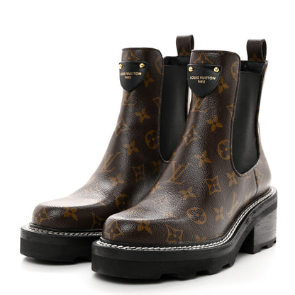 Louis Vuitton Patent Monogram LV Beaubourg Ankle Boots 38 Black 3 of 8