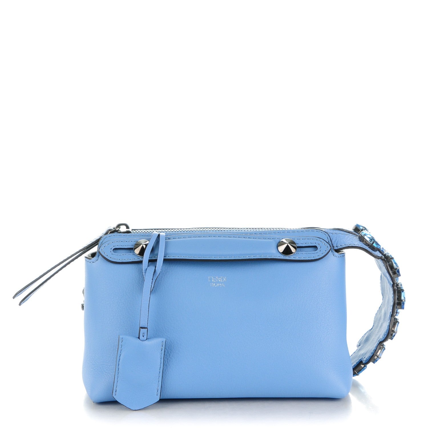 Fendi Vitello Dolce Crystal Croc Tail Mini By The Way Boston Bag Riviera Acquamarine 1 of 7