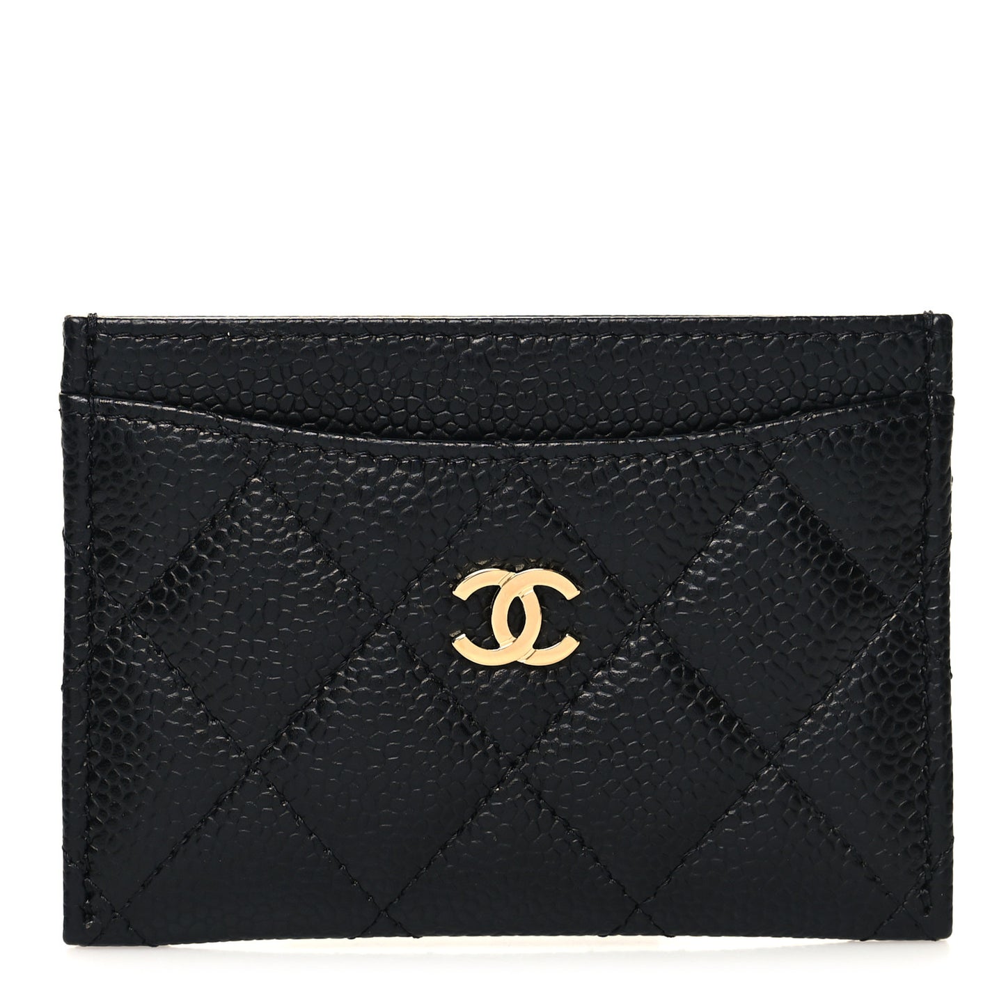 Caviar Quilted Card Holder Black