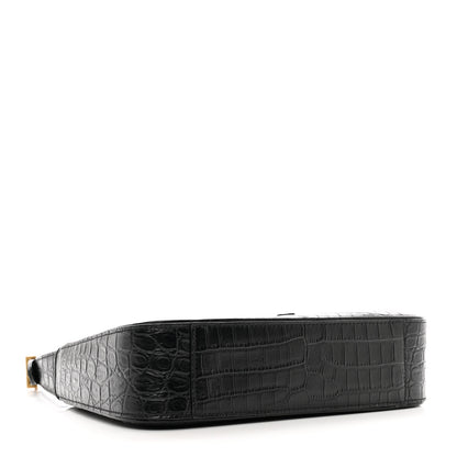 Saint Laurent Calfskin Crocodile Embossed LE 5 A 7 Hobo Black 4 of 9