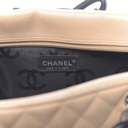 Chanel Calfskin Quilted Large Cambon Bowler Beige Black 6 of 18