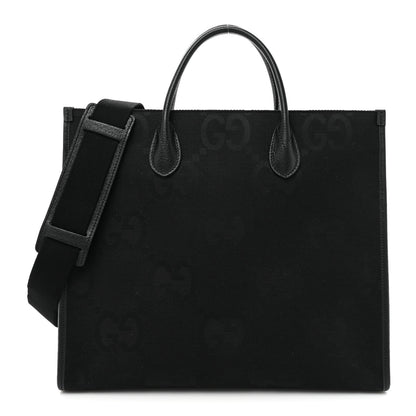 Gucci Monogram Jumbo GG Textured Dollar Calfskin Tote Bag Black 1 of 13