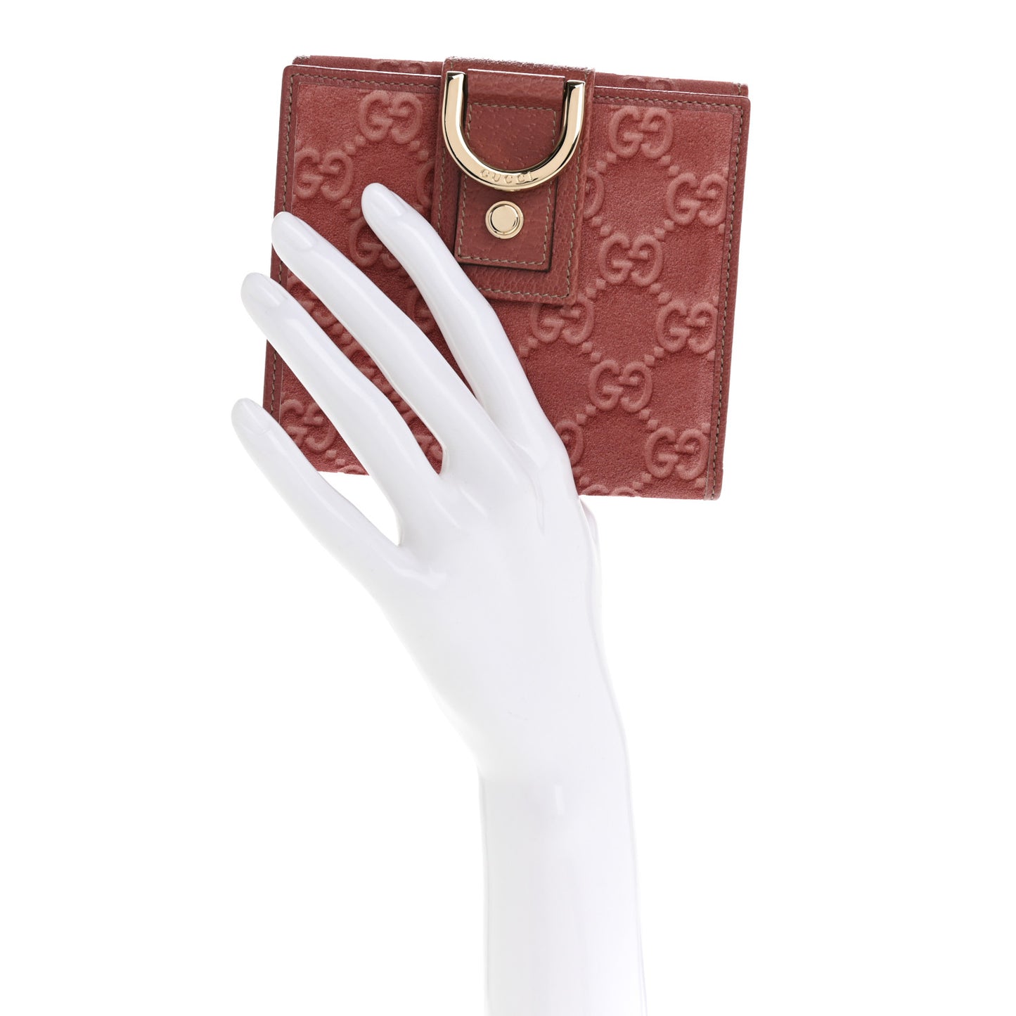 Suede Monogram Abbey Compact Wallet Pink