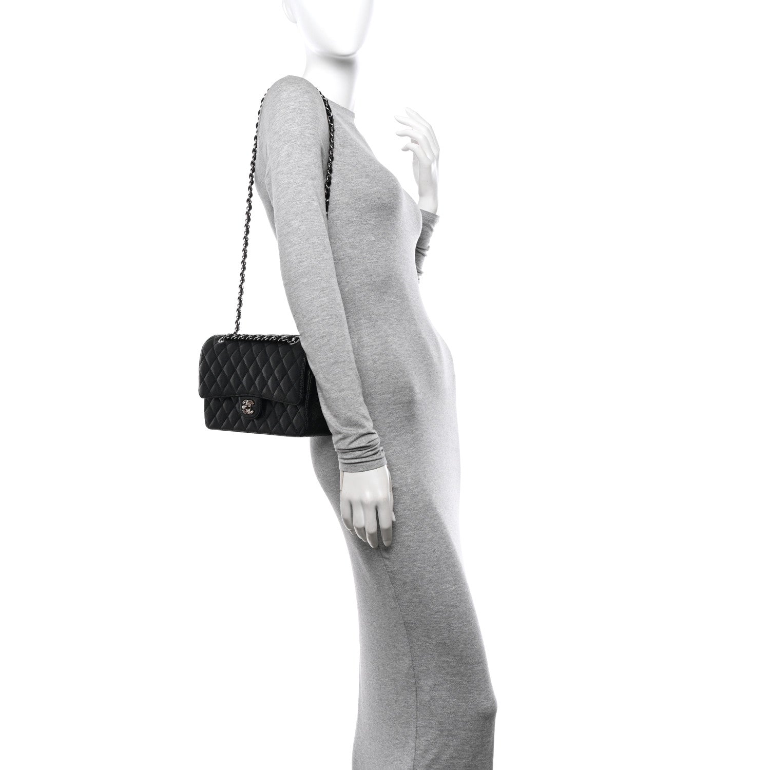 Chanel Caviar Quilted Medium Double Flap Black 2 of 12