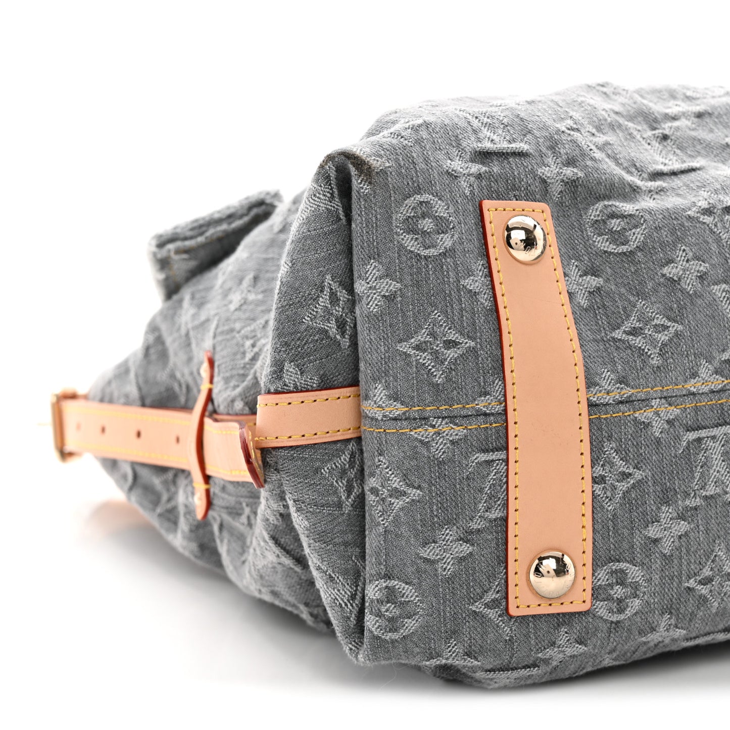 Monogram Denim CarryAll MM Washed Grey