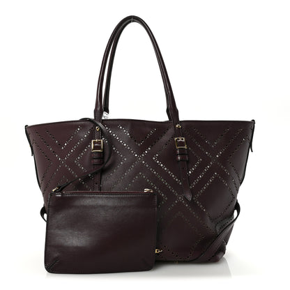 Burberry Calfskin Perforated Medium Salisbury Tote Burgundy 3 of 10