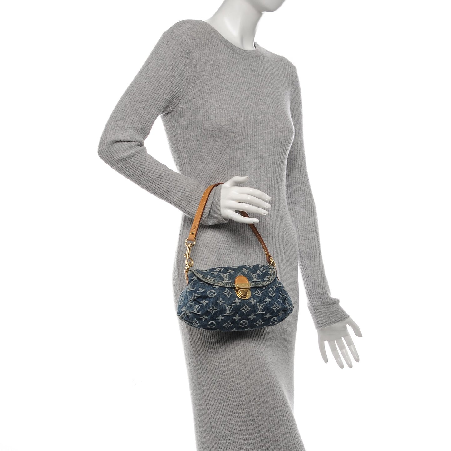 Monogram Denim Mini Pleaty Blue
