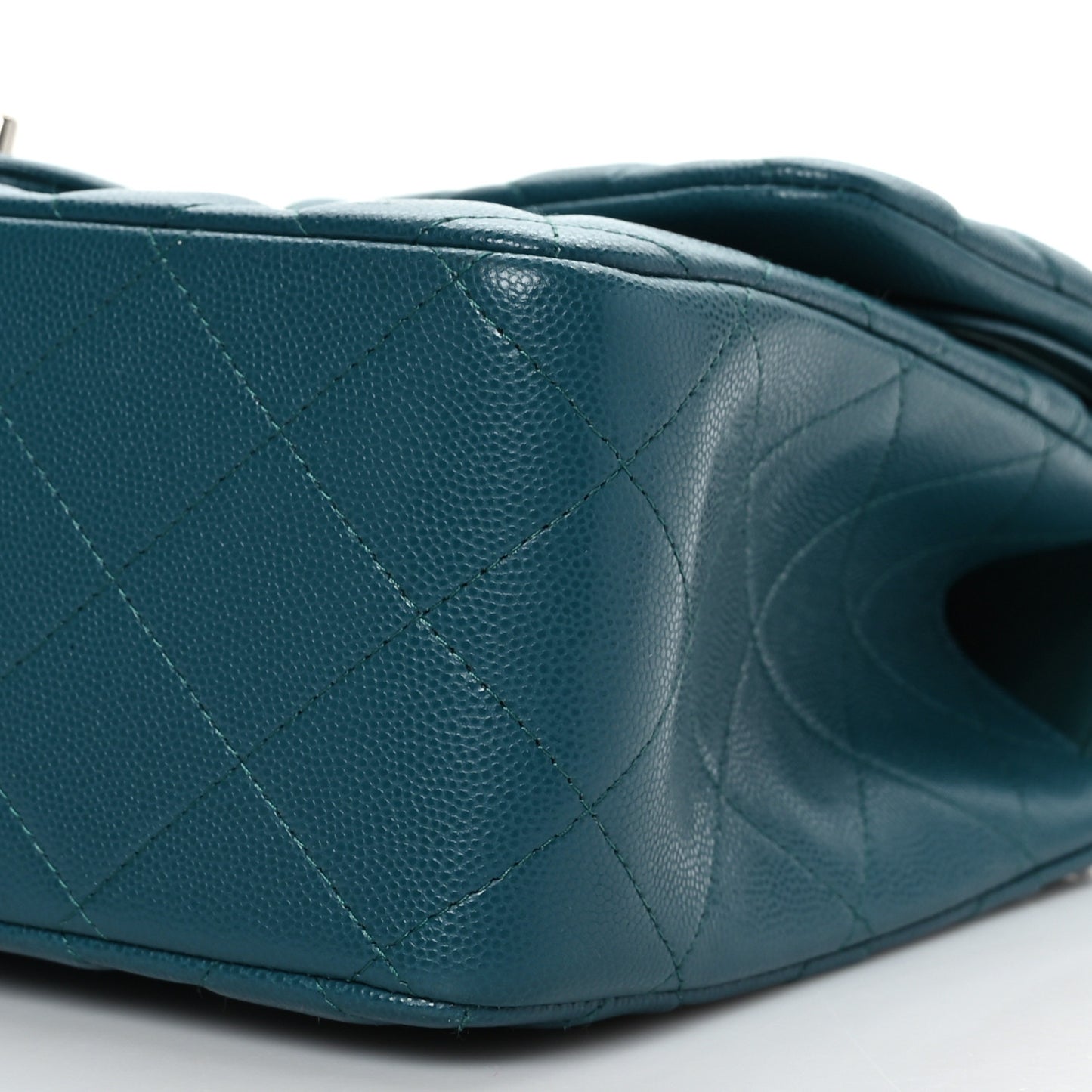 Caviar Quilted Jumbo Double Flap Dark Turquoise