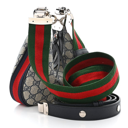 Gucci GG Supreme Monogram Textured Calfskin Web Small Attache Shoulder Bag Beige Blue 3 of 12