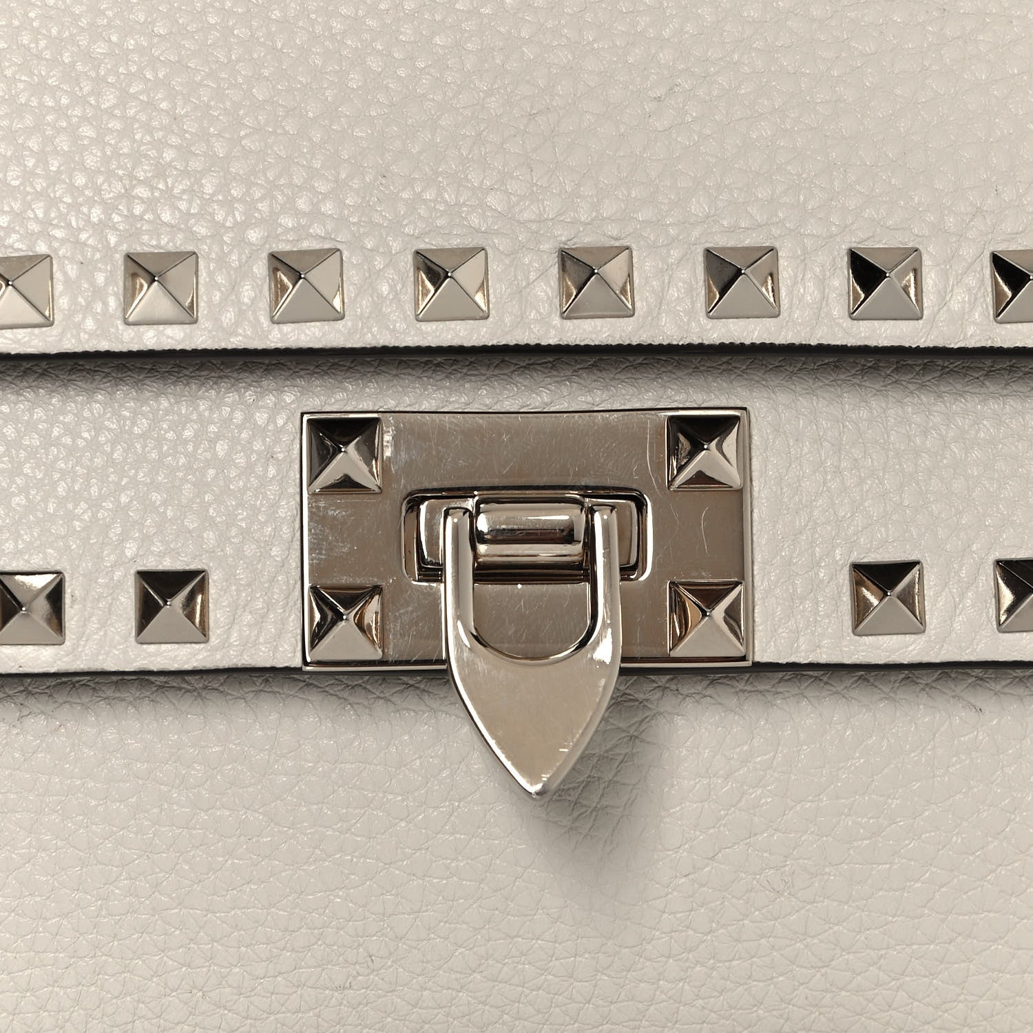 Valentino Garavani Pebbled Calfskin Rockstud Double Flap Crossbody Bag White 7 of 13