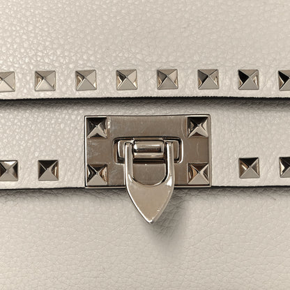 Valentino Garavani Pebbled Calfskin Rockstud Double Flap Crossbody Bag White 7 of 13