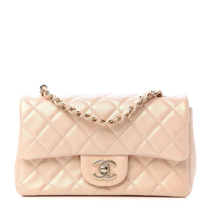 Chanel Iridescent Lambskin Quilted Mini Rectangular Flap Beige 1 of 11
