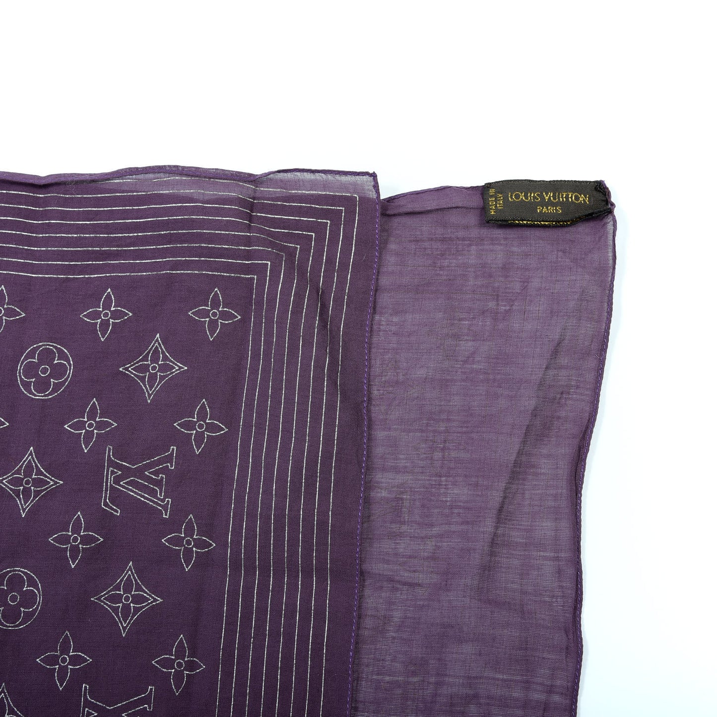 Cotton Monogram Square Scarf Purple
