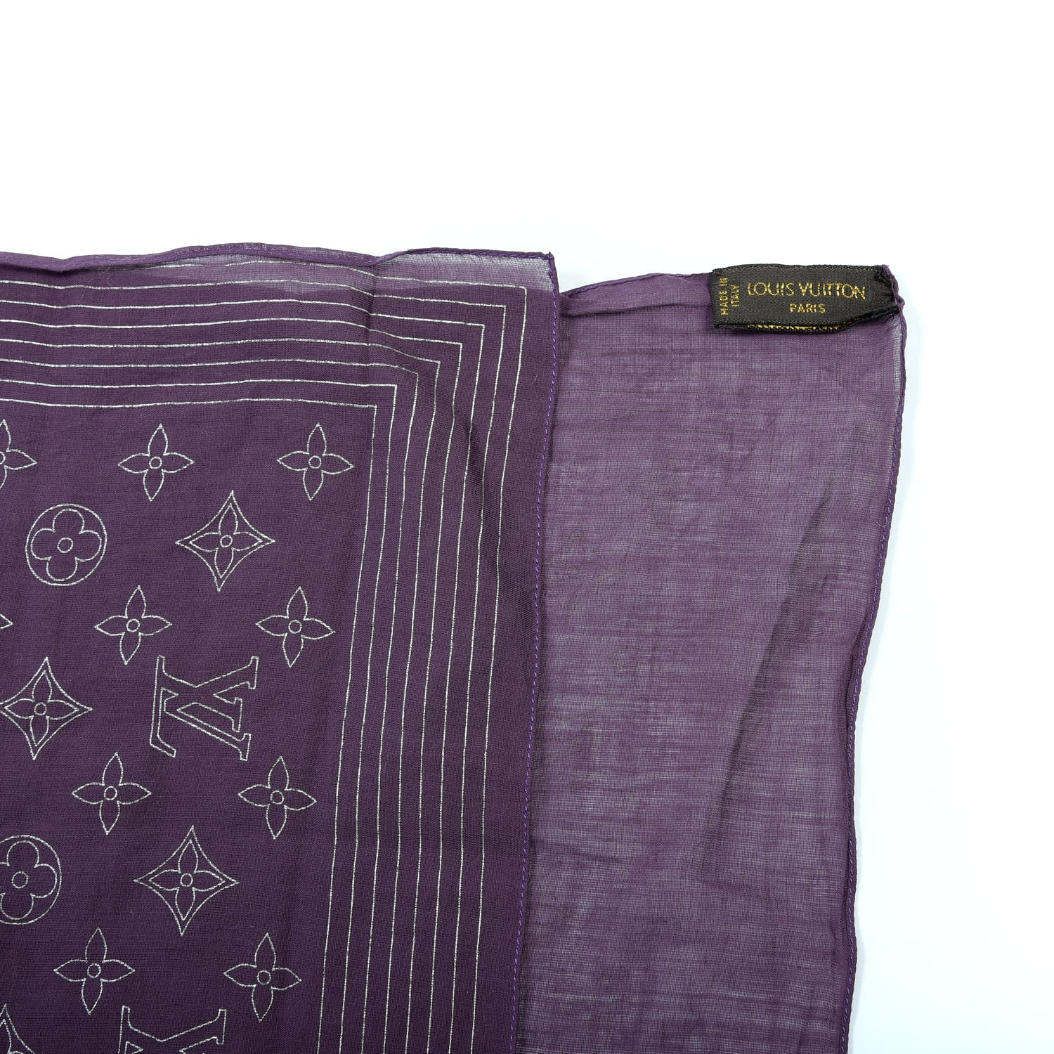 Louis Vuitton Cotton Monogram Square Scarf Purple 3 of 3