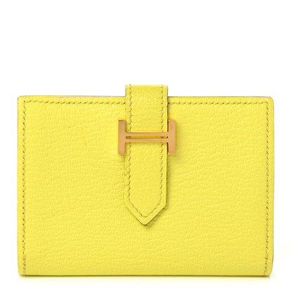 Hermes Chevre Mysore Bearn Card Holder Wallet Lime 1 of 9