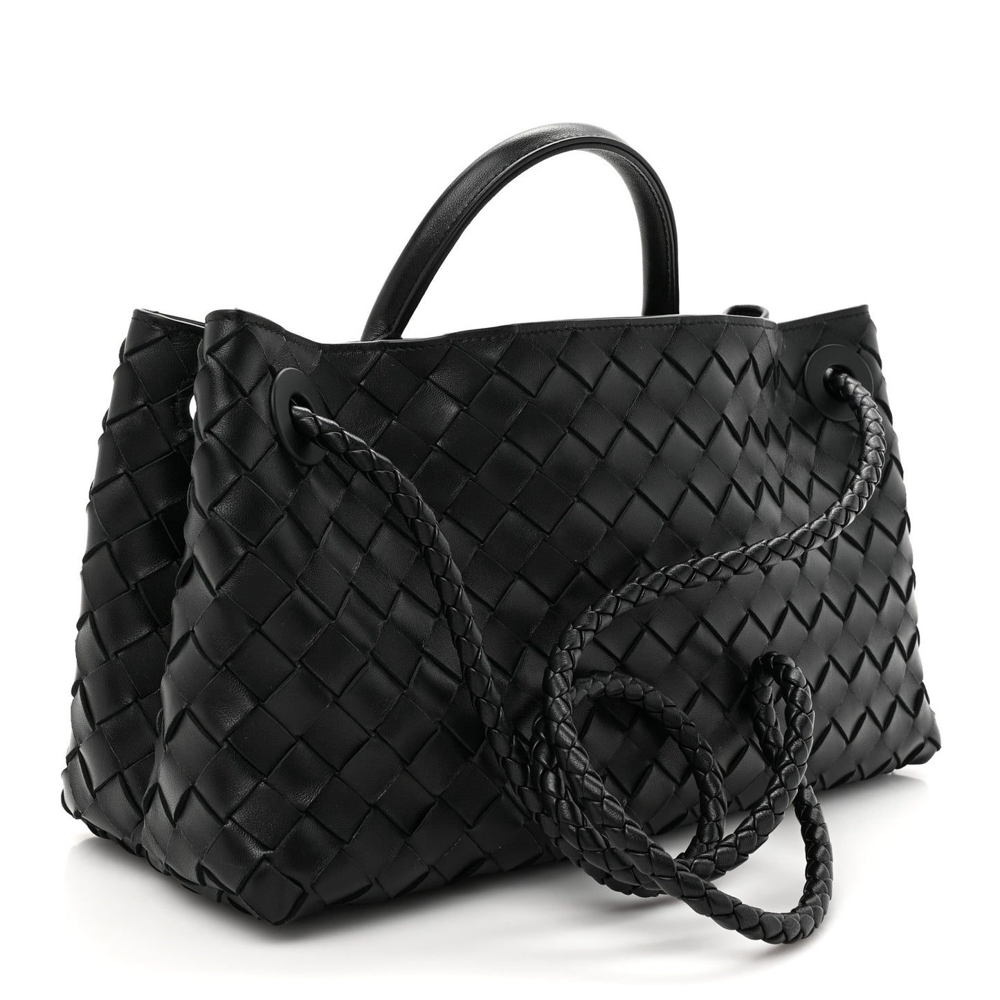 Nappa Intrecciato Small East West Andiamo Shoulder Bag Black